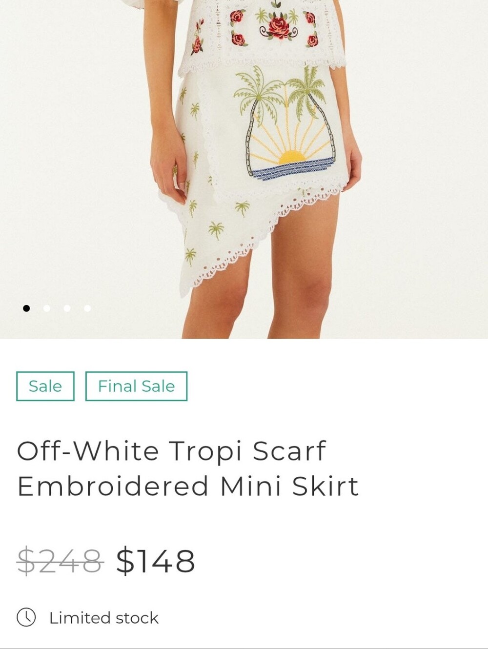 FARM Rio Tropi Scarf Embroidered Mini Skirt Asymmetrical